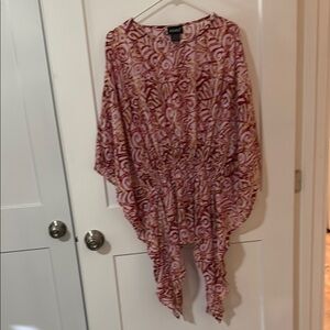 ASHRO Pink and Maroon Patterned Kaftan Top Size M